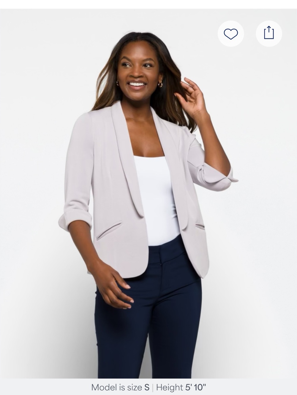 Skies Are Blue Light Gray Open-Front Blazer